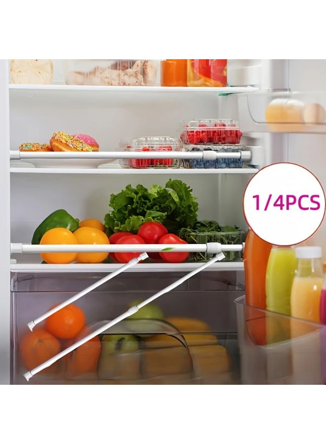 White Adjustable Refrigerator Rods 4pcs Non Slip Extension Cabinet Tension Rods For Kitchen Bookshelf - Image 1